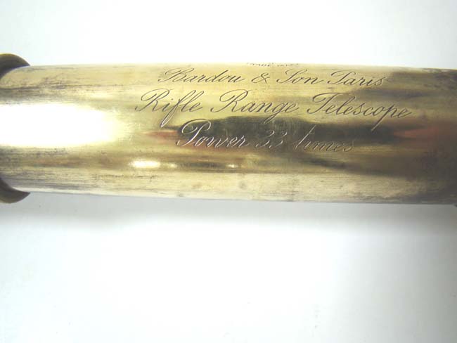 An antique four draw Telescope signed "Bardou & Sons, Paris, Rifle Range Telescope, Power 33 times," ca.1880 — image 2